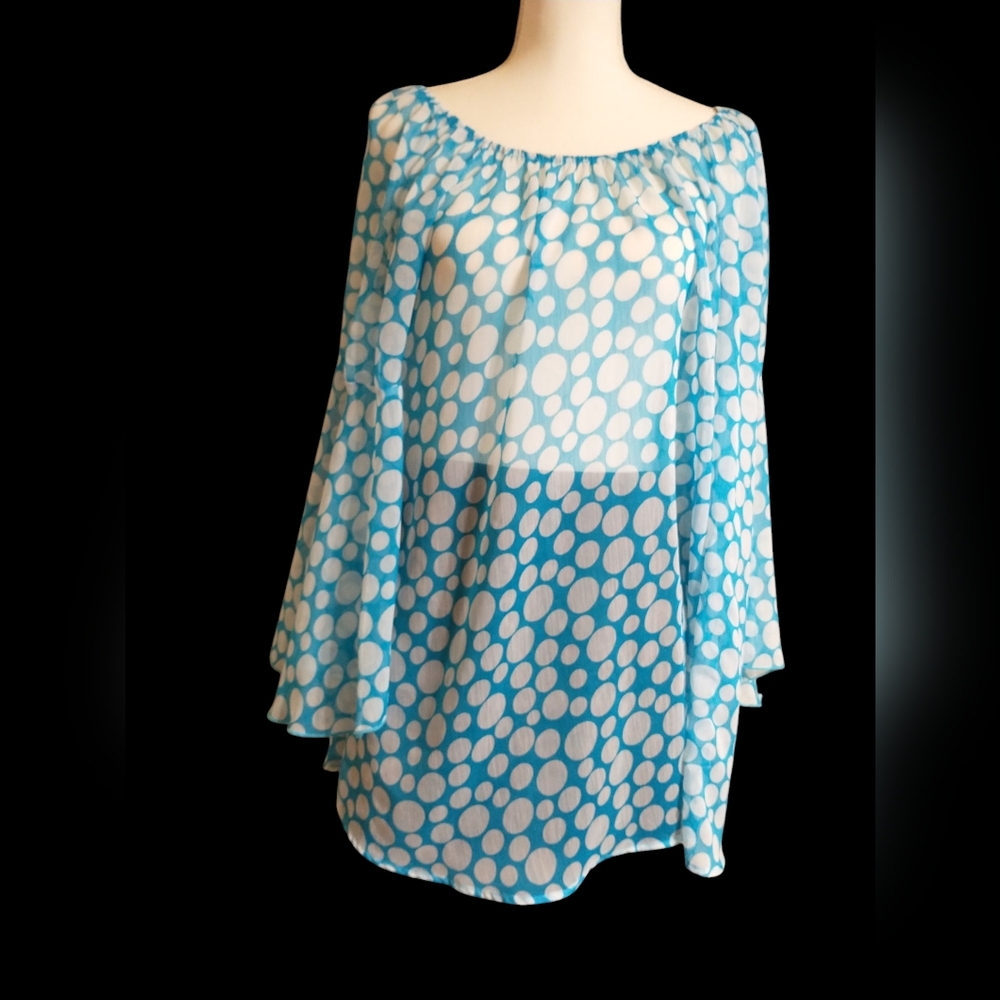J-Mode Turquoise Polka Dot Blouse